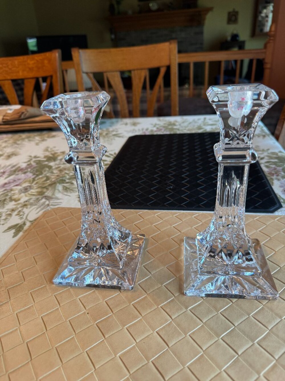 Set of 2 Waterford Lismore Crystal 8" Candlestick Holders 8" high #136679